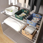 Hershii Adjustable Closet Shelf Wardrobe Rail Metal Hanging Rod Storage Rack Extendable Clothes Divider Separator Organizer f