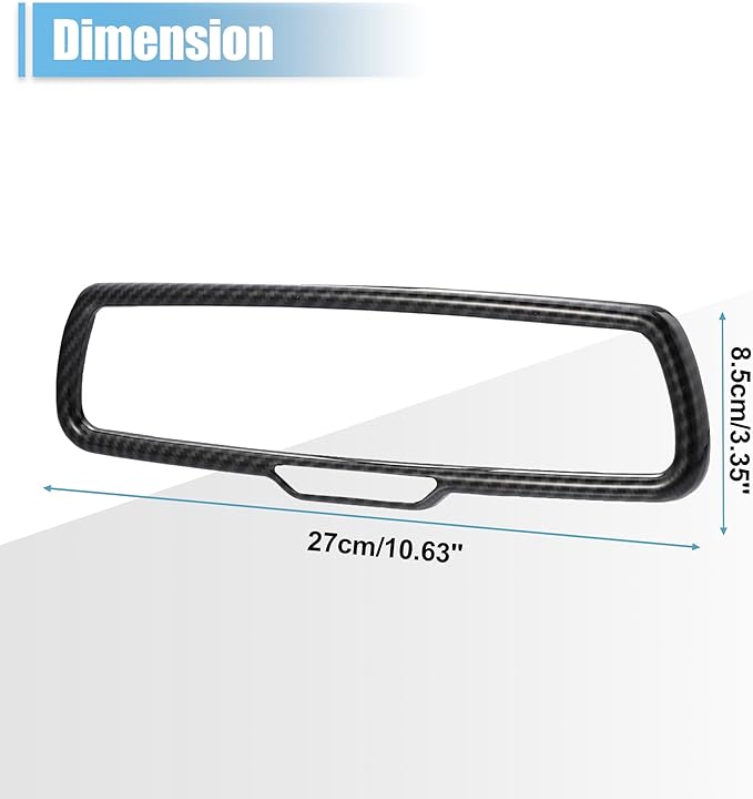 X AUTOHAUX Car Interior Rearview Mirror Cover Trims Decoration Accessory ABS Black Carbon Fiber Patern for Dodge Challenger Charger for Ram