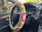 Crochet Sunflower Car Steering Wheel Covers Universal 14-15 inch for Women/Men (A,Steering Wheel Cover)