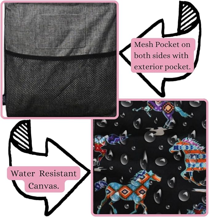 NGIL Extra Large Utility Tote Reusable Grocery Organizing Bag Oversized Collapsible for Storage, Picnic,Car, Beach (Stallion Wild Horse Black)