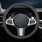 HAOTULE New Nappa Leather car Steering Wheel Cover, Universal 15 inch Black