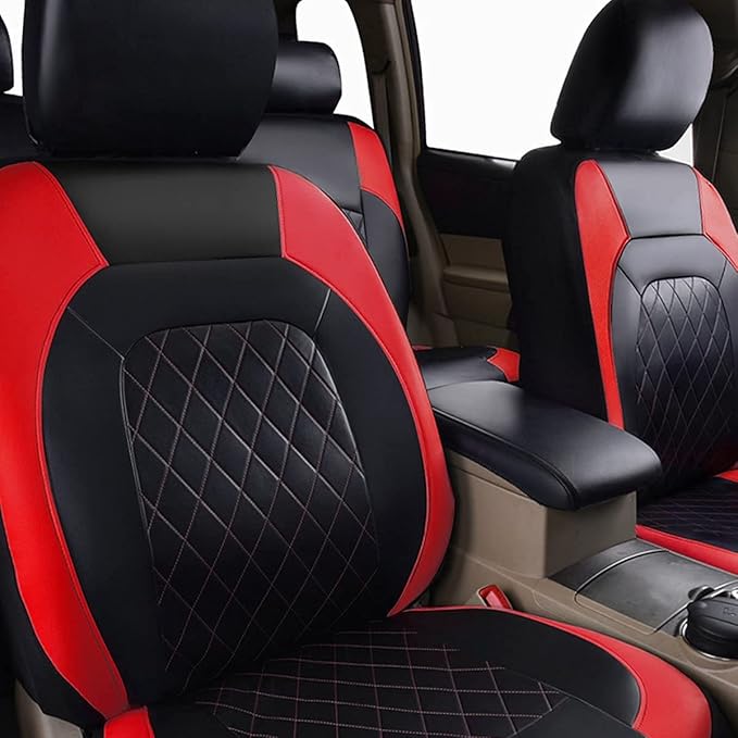 Universal Faux Leather Car Seat Covers Full Set Airbag Compatible Breathable Fit for Cars Trucks SUVs Deluxe Pu Luxury Vinyl(