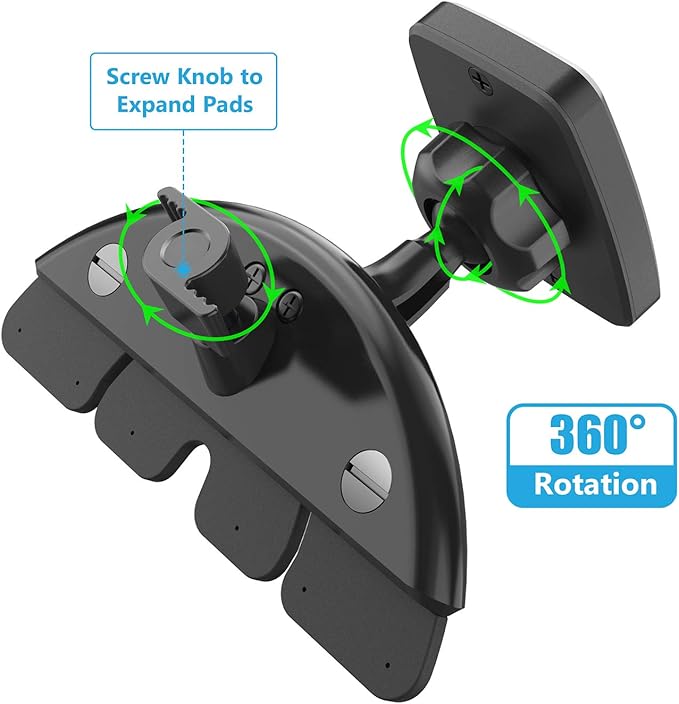 WixGear Rectangular Head Universal CD Slot Magnetic Car Mount Holder, for Cell Phones and Mini Tablets with Fast Swift-Snap Technology