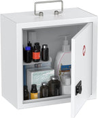Uniclife Wall Mount Medicine Cabinet with Combination Lock & Handle Locking First Aid Cabinet Lockable Medical Cabinet Medium