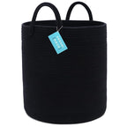 OrganiHaus Large Black Woven Laundry Basket w/Handles 52L, Rope Dirty Clothes Hamper, Blanket Basket for Living Room, Baby La