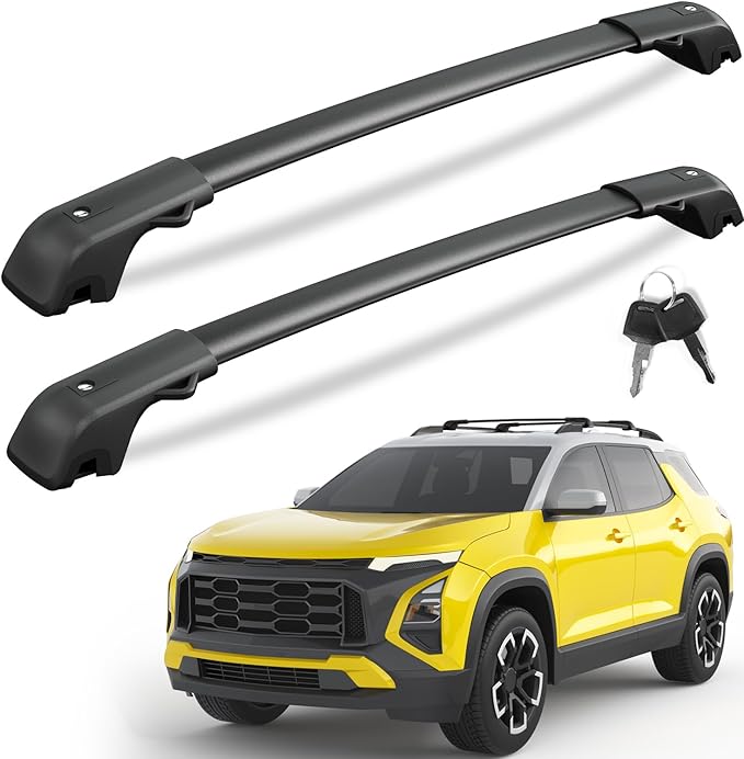 KINGGERI 300LBS Lockable Roof Rack Cross Bars Compatible with Chevy Equinox 2025 2026 (not for EV) Chevrolet with Raised Rails, Aluminum Heavy Duty Crossbar Anti-Theft Metal Matte Powder Non-Corrosion