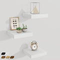 Fun Memories Small Floating Shelves for Wall - 8 Inch Square Wall Shelves with Invisible Brackets, White Shelves for Bathroom