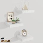 Fun Memories Small Floating Shelves for Wall - 8 Inch Square Wall Shelves with Invisible Brackets, White Shelves for Bathroom