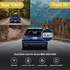 Fitcamx 2K Dual Dash Cam Suitable for Acura MDX 2022 2023 2024 Gen4 (has Auto Dimming Mirror), OEM Look, Front 1440P+Rear 108