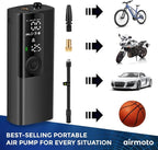 Airmoto Tire Inflator Portable Air Compressor - Air Pump For Car Tires with Digital Pressure Gauge, LED Light and Auto Shut-O
