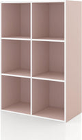Homes: Inside + Out Apexa 6-Cube Storage Organizer Shelves, Stackable Wood Bookcase Fits Cubby Bins for Organization, Dorm Te