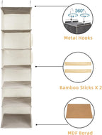 2 Packs Hanging Closet Organizer, 6-Shelf Closet Organizers and Storage with Side Pockets, Collapsible Hanging Shelves for Cl