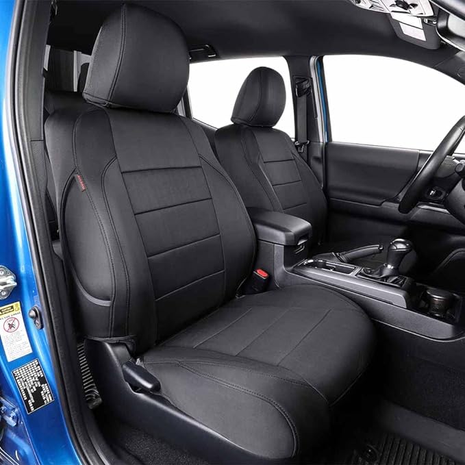 EKR Custom Fit Tacoma Neoprene Car Seat Covers for Select Toyota Tacoma 2016 2017 2018 2019 2020 2021 2022 2023 Double Cab/Cr