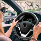 Rueesh Microfiber Leather Steering Wheel Cover Anti-Slip Matte Finish Auto Car Wheel Cover Universal 15 Inch Wheel Cover for 