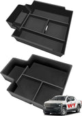 BestEvMod 2PCS Center Console Organizer Trays Fit for Chevrolet Silverado EV 2026 2025 2024 Pickup Armrest Storage Box ABS Material with PVC Trim Not Fit ICE or RST Models (Top + Bottom)