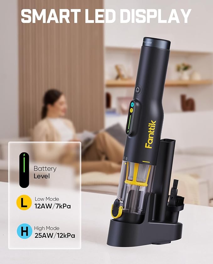Fanttik Slim V10 Lite Cordless Handheld Vacuum, 0.98lb Lightweight with All-in-One Base Design, 12000Pa Suction & Smart LED D