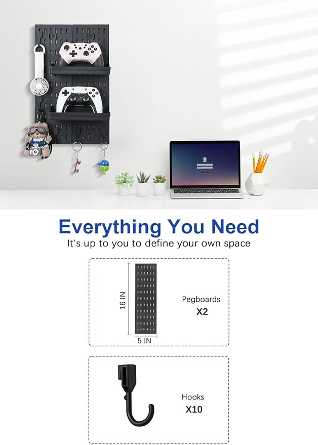 Pegboard Wall Organizer - Modular System for Gaming Setup, Office & Kitchen Storage Solutions Create A Perfectly Structured S