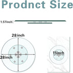 28'' Glass Lazy Susan Turntable Dining Table, 360° Large Round Serving Plate Tabletop Rotating Tray with with 6 Elegance Assi
