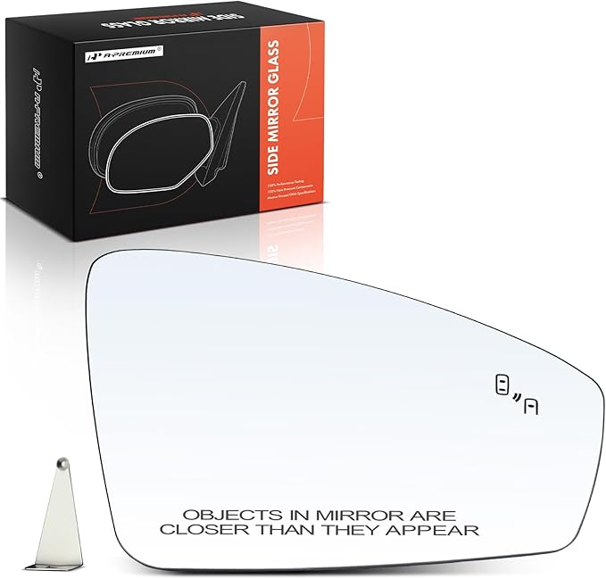 A-Premium Right Passenger Side Heated Mirror Glass with Backing Plate - Compatible with Volkswagen Tiguan 2018 2019 2020 2021 2022 2023 - Exterior Side View Convex Mirror with Blind Spot Detection