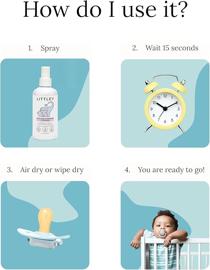 Littley Toy & Surface Cleaner | Alcohol-Free HOCl Spray for Baby Toys & High-Touch Surfaces | Fragrance-Free Formula | Gentle