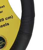 Steering Wheel Cover, Black, Real Genuine Leather, Small, 14 inch, for Men and Women, Universal, Stretch On, Heat Resistant, Stays Cool, Non-Slip, HANWOLF