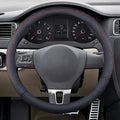 Craedli 14.5-15 Inch Leather Car Steering Wheel Cover, Non-Slip Breathable Auto Steering Wheel Protector Cover, Universal Veh