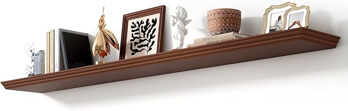 Axeman 70.8 Inch Floating Shelves for Wall, 9.3" Deep Crown Molding Wood Display Shelf with Heavy Duty Invisible Brackets for