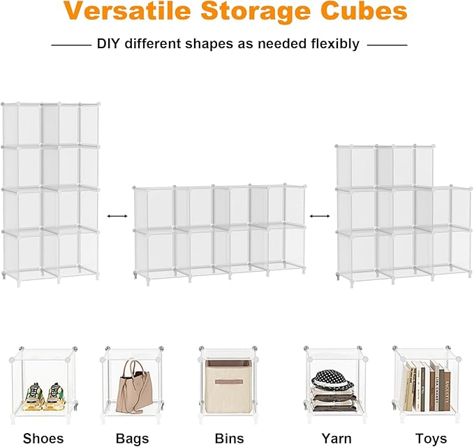 AWTATOS 8 Cube Storage Organizer, Closet Organizer Storage Shelf, Bookcase Bookshelf, DIY Stackable Storage Cubes Shelves for
