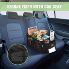 FUNNy elf Car Backseat Organizer for Cars, Collapsible Front Seat Organizer with 4 Cup Holders, Storage Pockets & Dividers, Passenger Seat Organizer for SUV, Truck, Sedan