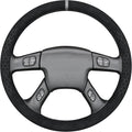 MEWANT Suede Steering Wheel Cover for Chevy Silverado 1500 2003-2006 DIY Hand-Stitched Non-Slip Grip Black Embossed Wrap