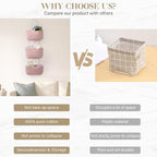 TeoKJ Over the Door Hanging Basket, 3-Tier Woven Cotton Wall-Mounted Storage Organizer Bag Decorative Hanging Nursery Baskets