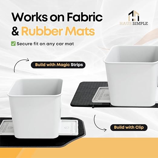 Car Trash Can for Vehicles Leakproof Compact Garbage Bin w/ Stability Flap, Anti-Slip Base, Portable Trash Holder for Cars, Trucks, SUVs, Minivans Compact, Auto Container Organizer (White, Small)