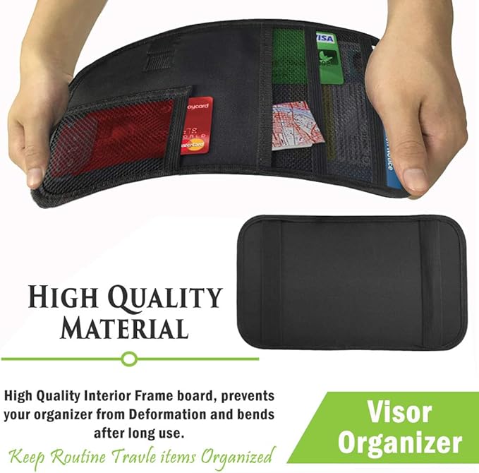Car Sun Visor Organizer with 4 Pockets and 2 Pen Holders