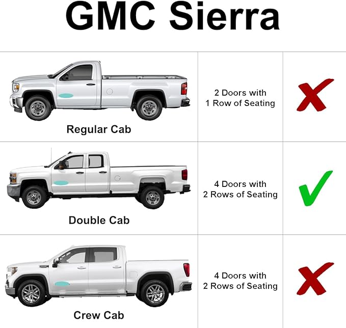 Side Window Rear Seat Sunshade Custom Fit for 2019 2020 2021 2022 2023 2024 2025 2026 GMC Sierra 1500, 4Door Double Cab, UV Reflector Sun Protection Accessories (Set of 2) -Made in USA