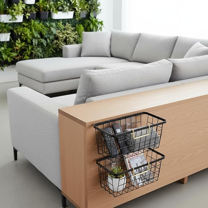 4 set Hanging Wall Basket Organizer,Over the Cabinet Door Wire Baskets for Organizing -Space-Saving Hanging Baskets for Organ