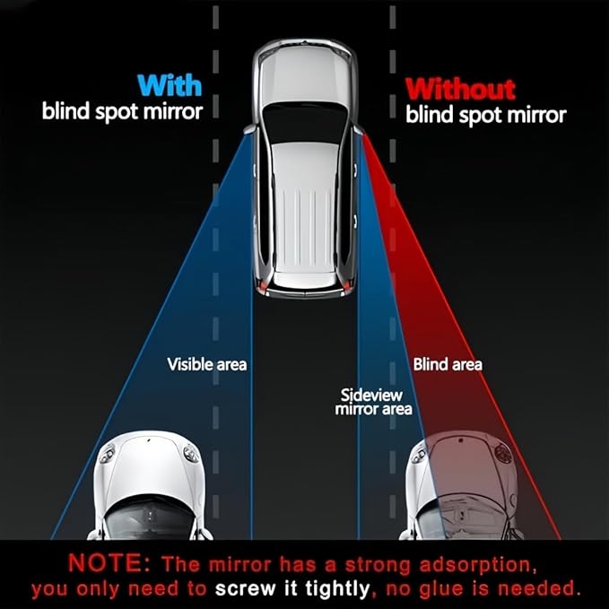 2pc Car Blind Spot Rearview Mirror 2-inch Reusable Circular High-Definition Glass Convex 360° Wide-Angle Side Rearview Mirror with Suction Cup for SUV & Truck Universal Type Black - Blindspotmirrors