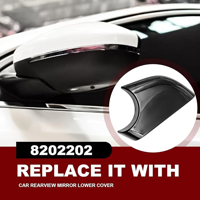 Pleoos Left Drive Side Rearview Mirror Lower Cover Compatible with Model Y 2018-2024, Side Mirror Cover Replacement, Base Trim Bottom Cover and Door Wing Mirror Cap Accessories (Black, Left)