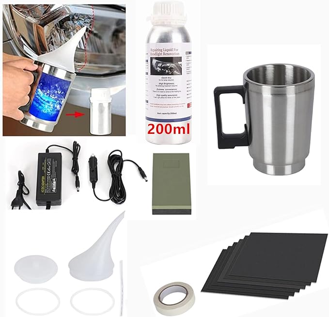 Car Headlight Lens Restoration Kit with 200ml Headlight Repair Liquid,Headlight Polishing Repair Kit for Headlight Lens Resto