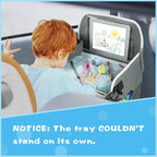 MENZOKE Kids Travel Tray for Boys or Girls, Travel Tray for Kids Car Seat with Tablet Holder, Dry Erase Board & Cooler Cup Ho