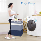 BlissTotes 3-Pack Laundry Basket, Freestanding＆Waterproof Laundry Hamper, Collapsible Tall Clothes Hamper with Easy Carry Han