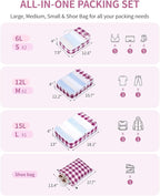 ECOHUB 6 Set Packing Cubes for Travel Suitcase Organizer Bags for Luggage Lightweight Carry On Suitcase with Lable & Personal