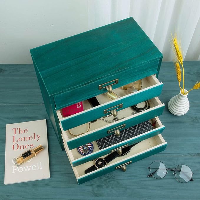 Small Wooden Drawers Rustic Desk Organizers and Accessories Wooden Storage Box with Drawers Desktop Storage Library Card Cata