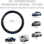 Yourkar Car Steering Wheel Cover, 15 Inch Leather Round Comfy Grip Steering Wheel Protector, Anti-Slip Steering Wheel Cover w