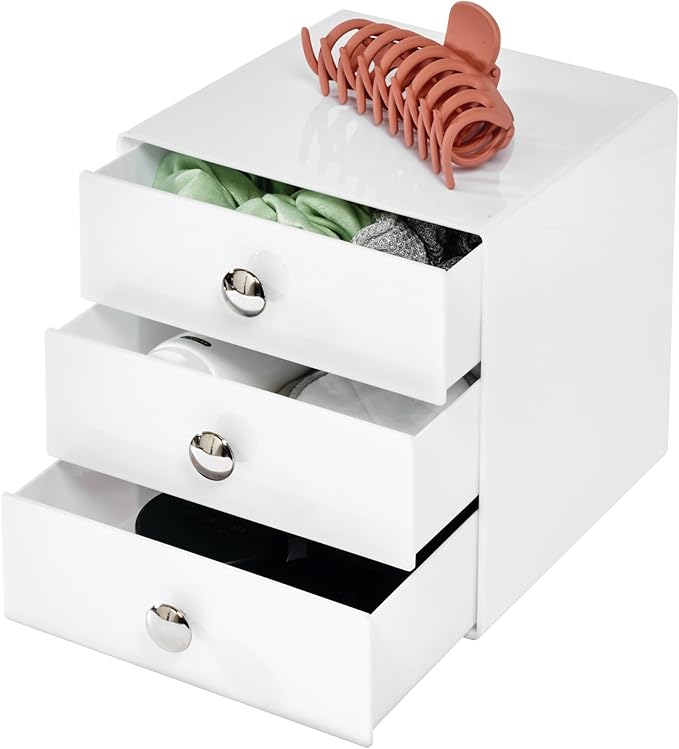 iDesign 3-Drawer Plastic Vanity Organizer, Compact Storage Organization Drawers Set for Cosmetics, Dental Supplies, Hair Care