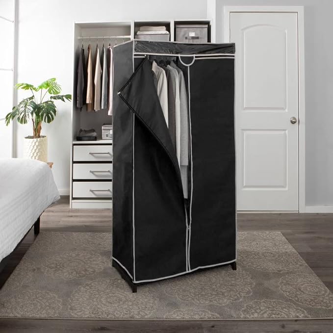Simplify, Organizer, for Clothes and Accessories, Heavy Duty, Hanging Rod, Easy to Assemble in Black 36" Wide Portable Closet