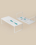 SONGMICS Spice Racks, Set of 2 Expandable Kitchen Countertop Shelves, Small Cupboard Organizers, Metal, Space-Saving Tabletop