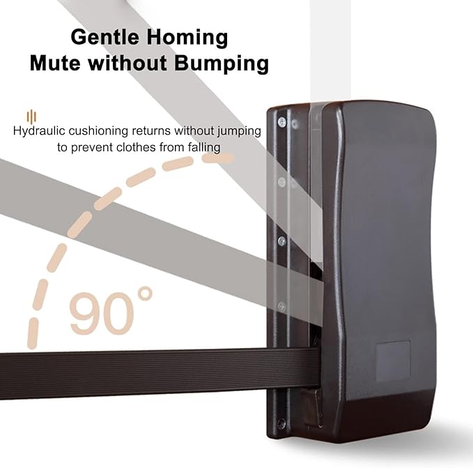 Pull-Down Wardrobe Clothes Rail - Extendable Pull Out Closet Rod, Wardrobe Clothes Hanger Rail Soft Return, Metal Wardrobe Li