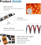 ALITOVE Orange LED Strip Lights 16.4ft 5050 SMD Black PCB 5M 300 LEDs Waterproof IP65 12V DC for Home Hotels Clubs Shopping malls Cars Lighting