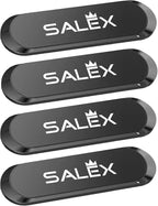 SALEX Flat Magnetic Phone Mounts 4 Pack. Black Cell Phone Holder for Car Dashboard, Wall, Truck. Universal Stick on iPad Wall Magnet Mount Kit for Tablets, Smartphones. Magnetic Phone Mount for iPhone
