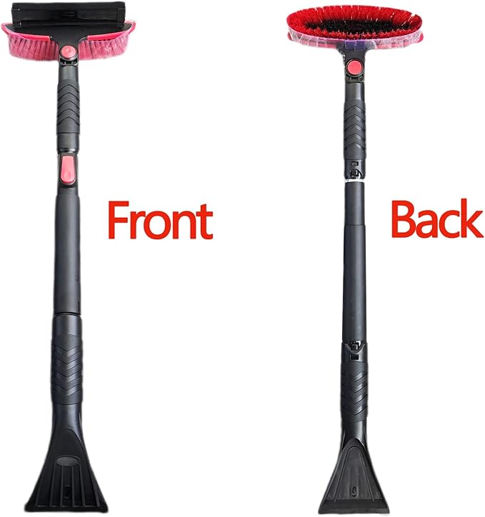 42" Extendable Snow Brush & Ice Scraper for Car Windshield, Heavy Duty 180° Pivoting Black Cleaning Broom for Auto SUV Truck, Detachable Snow Removal Tool with Telescoping Aluminum Rod